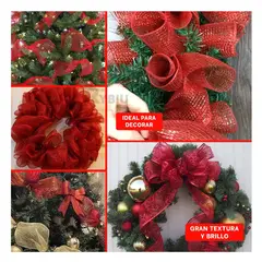 GENERICO - Cinta Decorativa de Malla para Manualidades y Arreglos Navideños Rojo