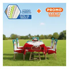 GENERICO - Pack2 Set de Mantel con Fundas de Sillas con Lentes de Rojo Y+Papel Regalo