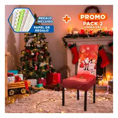 GENERICO - Pack2 Funda Decorativa de Silla para Navida con Fuegos Artificiales Set 6 Rojo Y+Papel Regalo