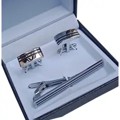 GENERICO - Set Gemelos con Pisa Corbata - Plateado