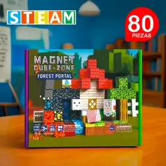 STM - Cubos magnéticos 3D didácticos STEAM caja 80 piezas FOREST PORTAL
