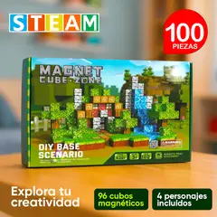 STM - Cubos magnéticos 3D didácticos STEAM caja 100 piezas BASE SCENARIO