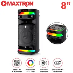MAXTRON - Torre de Sonido Mx 821 Stellar 01 Bocina 8 pulgadas 01 Micrófono LED + Flash