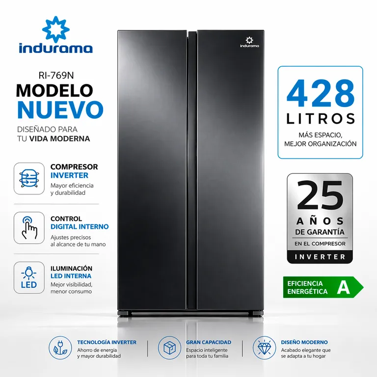 Refrigeradora Side by Side 428Lt RI-769N - Negro