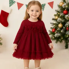 GENERICO - VESTIDO NAVIDEÑO DE NIÑA ELEGANTE