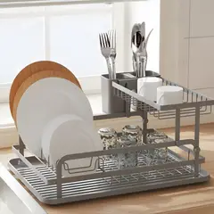 SM - ESCURRIDOR DE PLATOS 2 NIVELES ACERO CROMADO GRIS