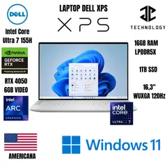 DELL - LAPTOP XPS INTEL CORE ULTRA 7 155H / 16GB RAM LPDDR5X / 1TB SSD / RTX 4050 6GB VIDEO