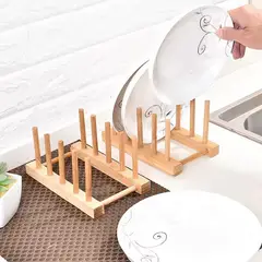 GENERICO - PACK DE ORGANIZADORES DE MADERA PARA COCINA (DOS PIEZAS CON 5 ESPACIOS CADA UNO)