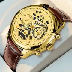 GENERICO - Reloj de caballero correa de cuerina y estuche