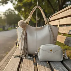 GENERICO - Cartera bolso Hobo Ardilla Roja- 2 Piezas pompom