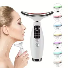 GENERICO - MASAJEADOR REJUVENECEDOR FACIAL Y CUELLO CON LUZ LED ANTIEDAD REAFIRMANTE