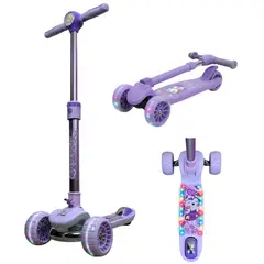 OXIEPRO - Scooter para niños de 3 a 12 años con luces LED, Bluetooth y freno trasero