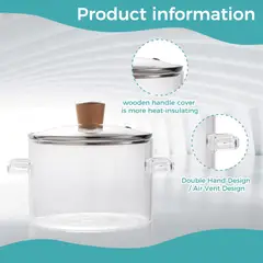 GENERICO - Olla de vidrio borosilicato de 3.5 L