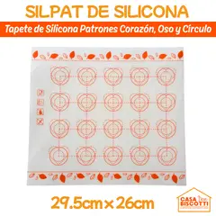 GENERICO - Silpat de Silicona para horno 29x26cm con Diseño Corazón Oso Círculo