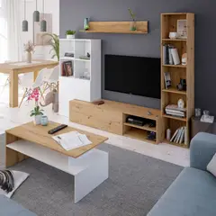 R&R MUEBLES - Mesa de Centro Moderna Katty 108 cm DunaBlanco