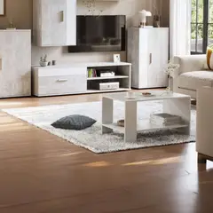R&R MUEBLES - Mesa de Centro Moderna Minimalista Clara Blanco