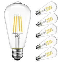 GENERICO - 6Pcs Focos LED E27 4W Luz Cálida Vidrio Transparente