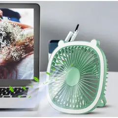 GENERICO - VENTILADOR DE ESCRITORIO CON LUZ LED VERDE PASTEL