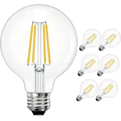 GENERICO - 6Pcs Focos LED E27 8W Luz Cálida Vidrio Transparente