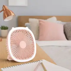 GENERICO - VENTILADOR DE ESCRITORIO CON LUZ LED ROSA