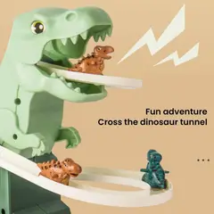 GENERICO - PISTA DE DINOSAURIOS ELECTRICA TIPO MONTAÑA RUSA MUSICAL Y CON LUCES DINO TOBOGAN