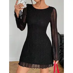 GENERICO - VESTIDO LOLITAS NEGRO CON MANGA CASUAL URBANO