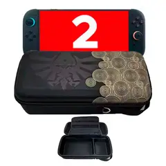VARIOS - Estuche para Nintendo Switch 2 Mediano Rígido Eva con Sujetador Zelda Negro/Amarillo