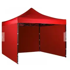 GENERICO - TOLDO PLEGABLE CON CUBIERTAS LATERALES 3X3 MT IMPERMEABLE ROJO