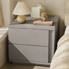 R&R MUEBLES - Velador Moderno David 2 Cajones Plomo