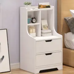 R&R MUEBLES - Velador Vintage Moderno Mina 2 Cajones Blanco