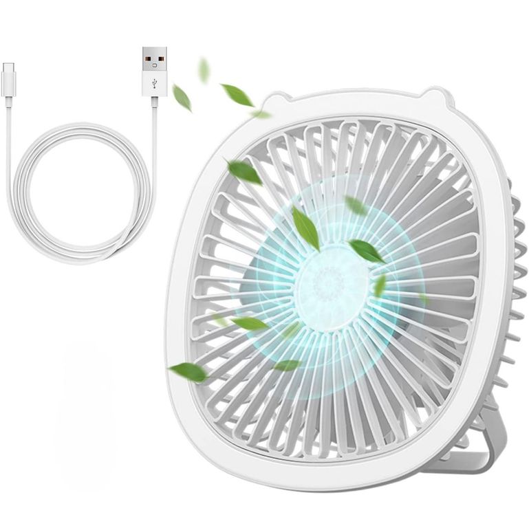 VENTILADOR DE ESCRITORIO CON LUZ LED BLANCO