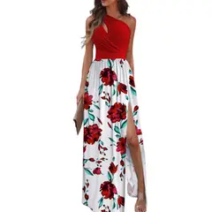 42AROZINA - Vestidos de mujer con un hombro y sin mangas corte alto y abertura