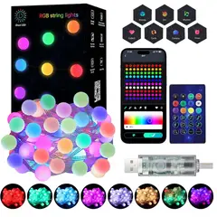 GENERICO - Luces LED inteligentes 10M globos multicolor con App USB y sincronización con música