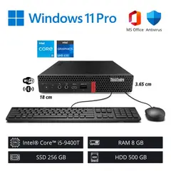 LENOVO - Computadora PC ThinkCentre - Intel Core i5-9400T 8GB RAM 256GB SSD 500GB HDD WiFi+BT