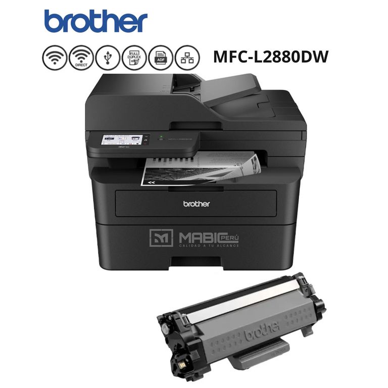 IMPRESORA MFC-L2880DW MULTIFUNCIONAL LASER DUPLEX WIFI BN ADF