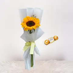 GENERICO - Mini ramo de 1 girasol + Chocolate- Ramo de flores