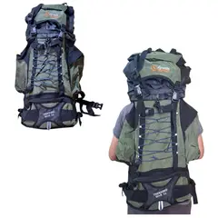 GENERICO - Mochila Campera Impermeable Expandible Trekking 60 + 5 litros Stevens Verde