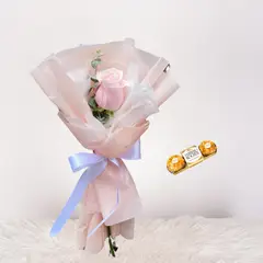 GENERICO - Mini ramo de 1 rosa + Chocolate - Ramo de flores