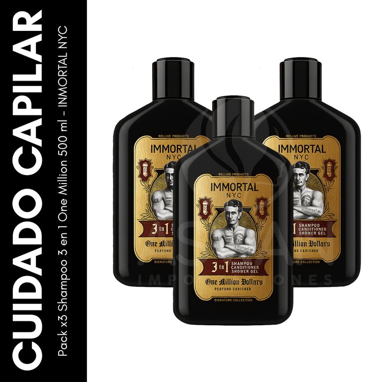 Pack x3 Shampoo 3 en 1 One Million 500 ml - IMMORTAL NYC