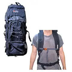 GENERICO - Mochila Campera Impermeable Expandible Trekking 80 + 10 litros Stevens Negro