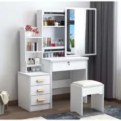 GENERICO - Tocador De Maquillaje Mueble Estante Con Espejo Multiusos - Blanco