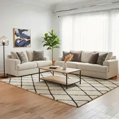 GENERICO - Juego de Sala Sole 3-2 en Tela Chenille Antifluido con 4 Cojines Decorativos