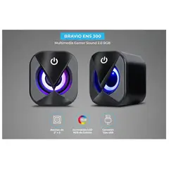 GENERICO - Set De 2 Mini Parlantes Con Cable USB y Luz RGB Para PC / Laptop