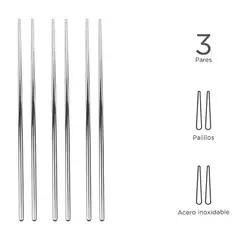 GENERICO - Pack x3 Palillos Chinos de Acero Plata