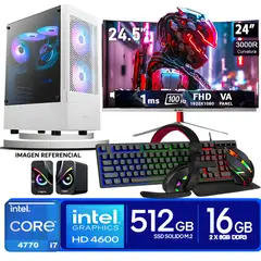 INTEL - Computadora Pc Core i7 4770 Monitor 24 fhd' RAM 16 GB SSD 500 GB PARLANTES