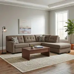 GENERICO - Seccional Derecho Maho en Tela Chenille Antifluido – Sofá Moderno y Espacioso con 3 Cojines Decorativos