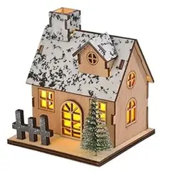 GENERICO - Adorno Casa de Madera Rústica Techo Nevado Iluminación Navidad