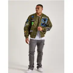 GENERICO - CASACA BOMBER FIRST ROW ESTILO AVIADOR - OLIVA