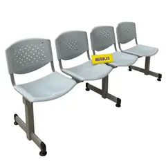 TEMEL - Banca de Espera Tándem de 4 Asientos Color Gris – Modelo T4 –