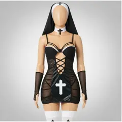 GENERICO - LENCERIA SEXY DISFRAZ MONJA TRANSPARENTE TALLA S-M-L